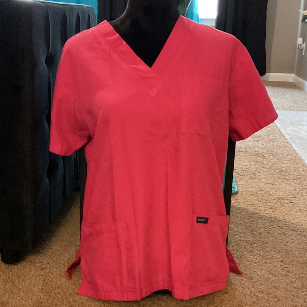 Women's V-Neck Medical Tunic Top - Hot Pink